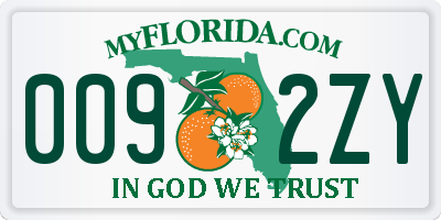 FL license plate 0092ZY