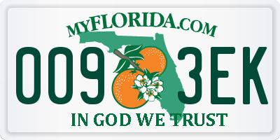 FL license plate 0093EK