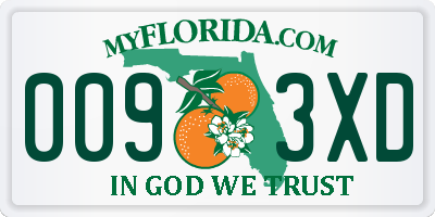 FL license plate 0093XD