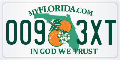 FL license plate 0093XT