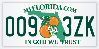FL license plate 0093ZK