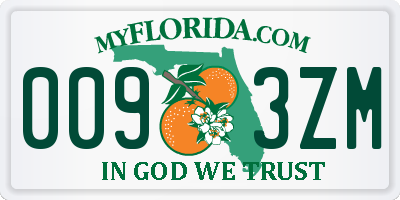 FL license plate 0093ZM