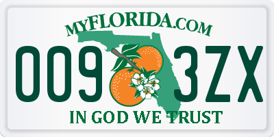 FL license plate 0093ZX