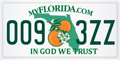 FL license plate 0093ZZ
