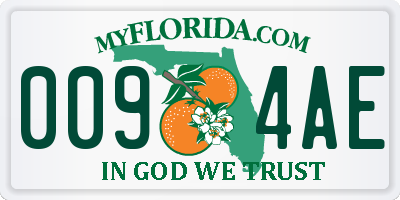 FL license plate 0094AE