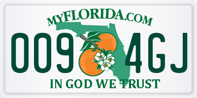 FL license plate 0094GJ