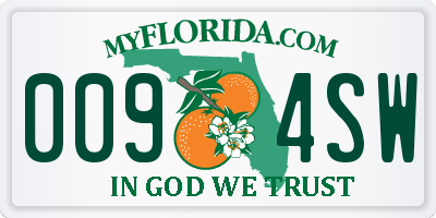 FL license plate 0094SW