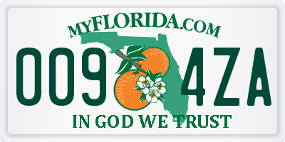 FL license plate 0094ZA