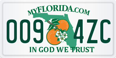 FL license plate 0094ZC