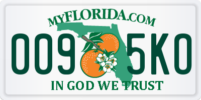 FL license plate 0095KO