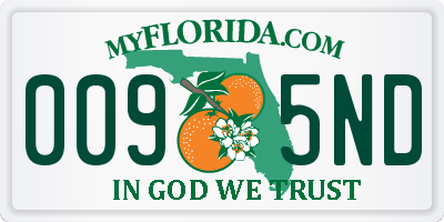 FL license plate 0095ND