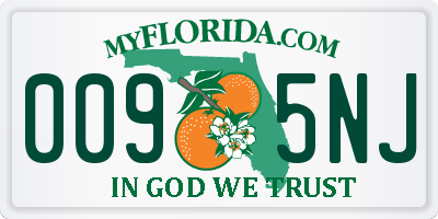 FL license plate 0095NJ