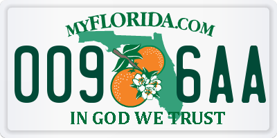 FL license plate 0096AA