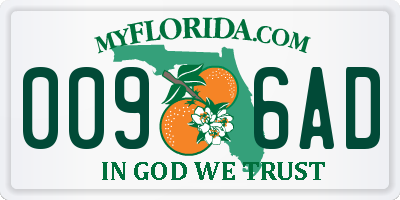 FL license plate 0096AD