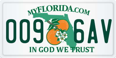 FL license plate 0096AV