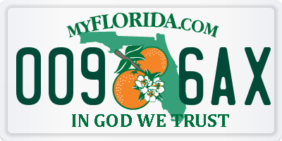 FL license plate 0096AX