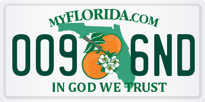 FL license plate 0096ND