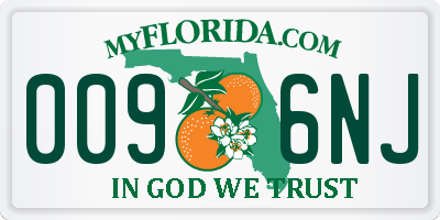 FL license plate 0096NJ