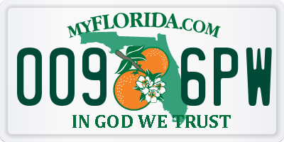 FL license plate 0096PW