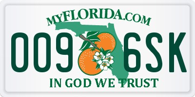 FL license plate 0096SK