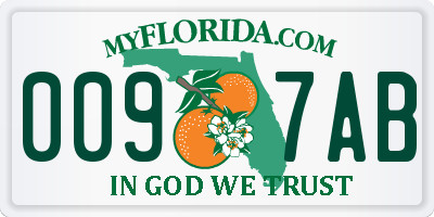 FL license plate 0097AB
