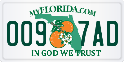 FL license plate 0097AD