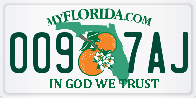 FL license plate 0097AJ