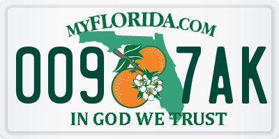 FL license plate 0097AK
