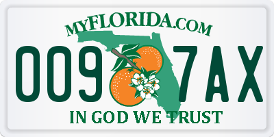 FL license plate 0097AX