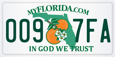 FL license plate 0097FA