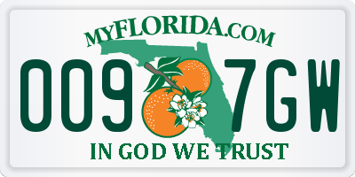 FL license plate 0097GW