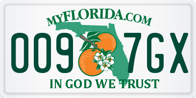 FL license plate 0097GX