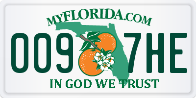 FL license plate 0097HE