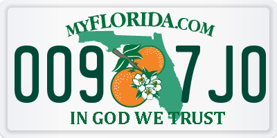 FL license plate 0097JO