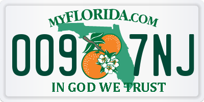FL license plate 0097NJ