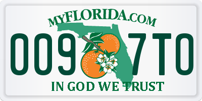 FL license plate 0097TO