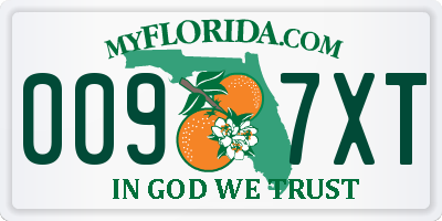 FL license plate 0097XT