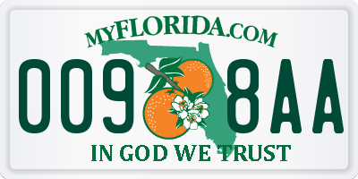 FL license plate 0098AA