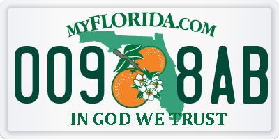FL license plate 0098AB