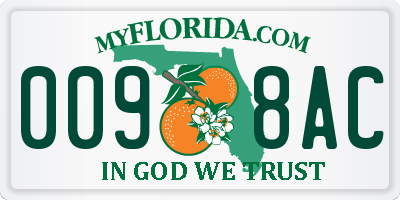 FL license plate 0098AC