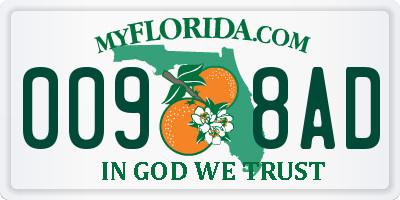 FL license plate 0098AD