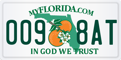 FL license plate 0098AT