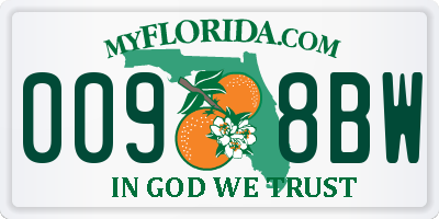 FL license plate 0098BW