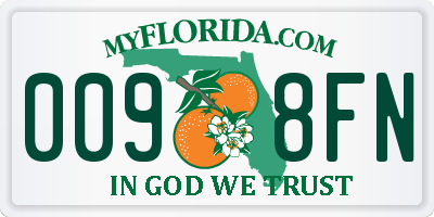 FL license plate 0098FN