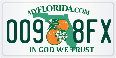 FL license plate 0098FX