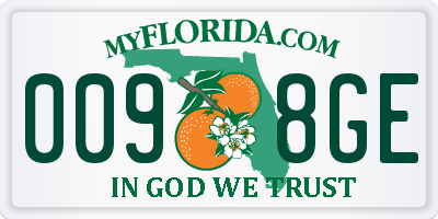FL license plate 0098GE