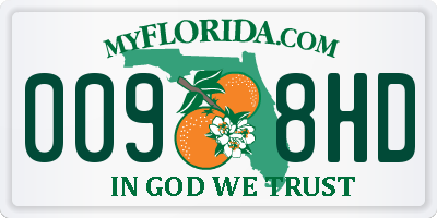 FL license plate 0098HD