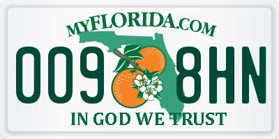 FL license plate 0098HN