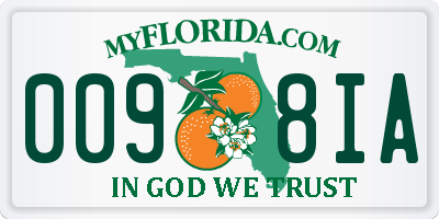 FL license plate 0098IA