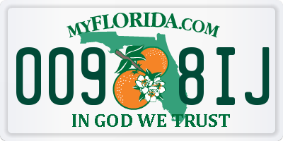 FL license plate 0098IJ